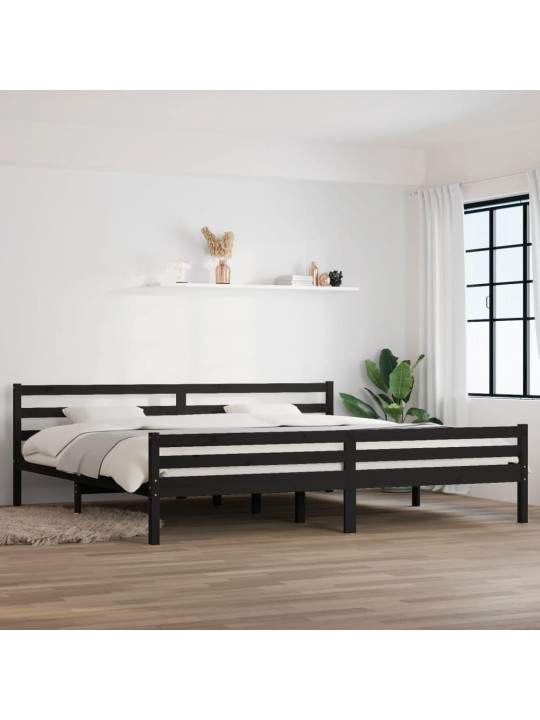 Rám postele černý masivní dřevo 200 x 200 cm