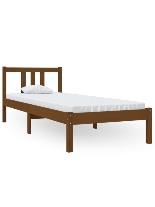 Rám postele medově hnědý masivní dřevo 75x190cm malé jednolůžko