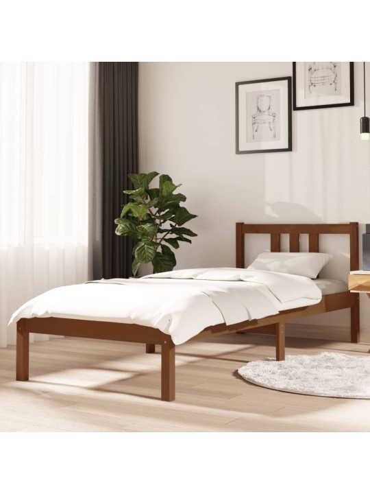 Rám postele medově hnědý masivní dřevo 75x190cm malé jednolůžko