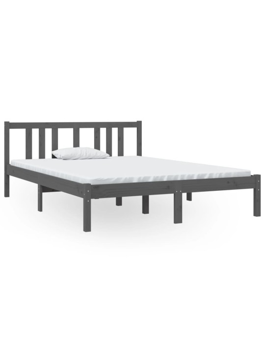 Rám postele šedý masivní dřevo 135 x 190 cm dvojlůžko