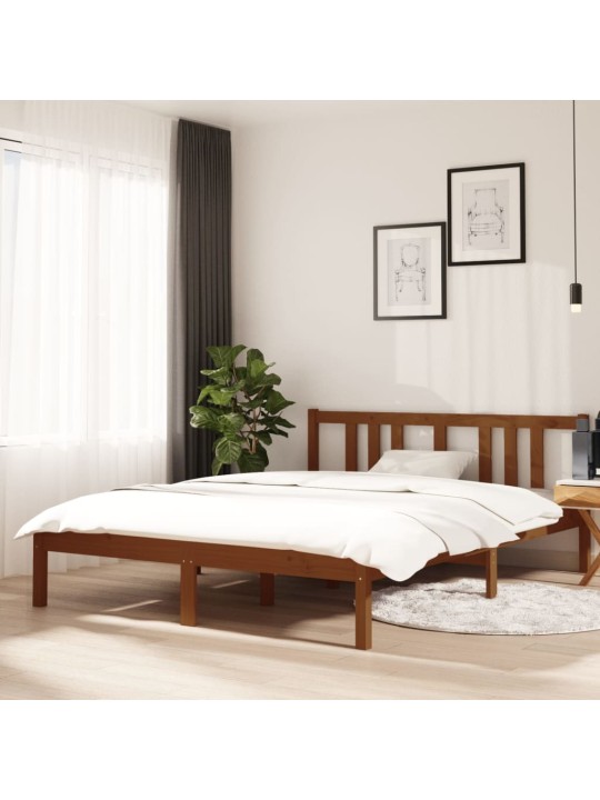 Rám postele medově hnědý masivní dřevo 140 x 190 cm