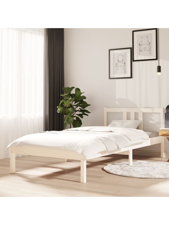 Rám postele bílý masivní dřevo 90 x 200 cm