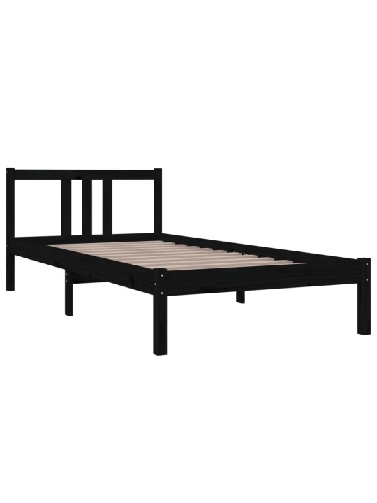 Rám postele černý masivní dřevo 90 x 200 cm