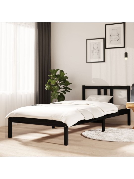 Rám postele černý masivní dřevo 90 x 200 cm