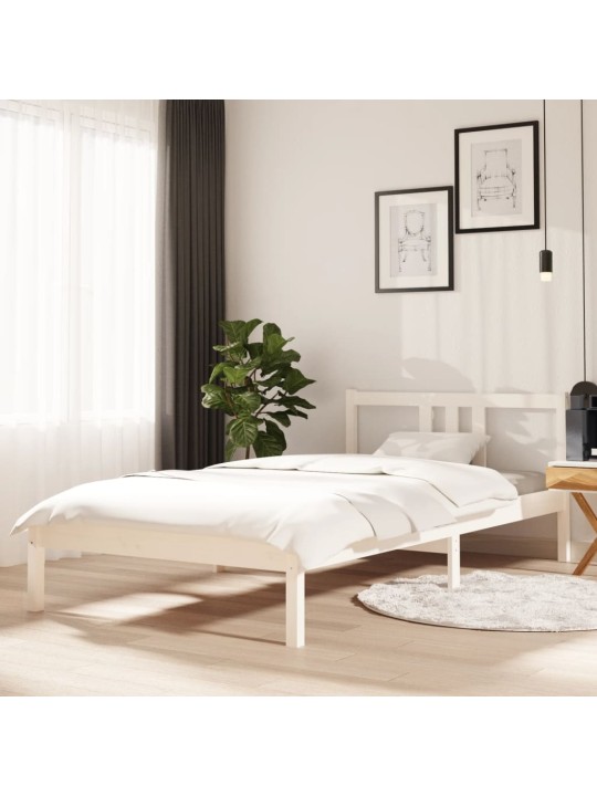 Rám postele bílý masivní dřevo 100 x 200 cm