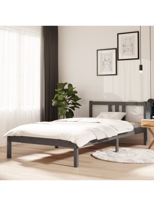 Rám postele šedý masivní dřevo 100 x 200 cm