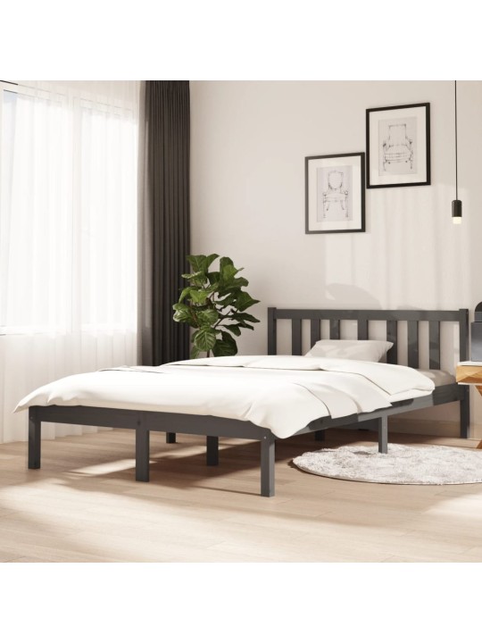 Rám postele šedý masivní dřevo 120 x 200 cm