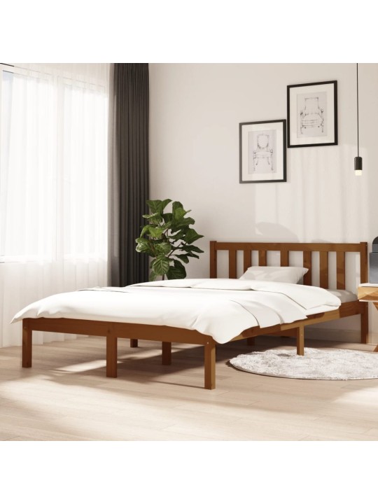 Rám postele medově hnědý masivní dřevo 120 x 200 cm