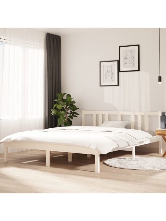 Rám postele bílý masivní dřevo 150 x 200 cm King Size