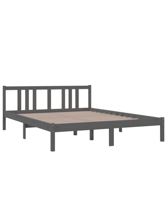 Rám postele šedý masivní dřevo 150 x 200 cm King Size