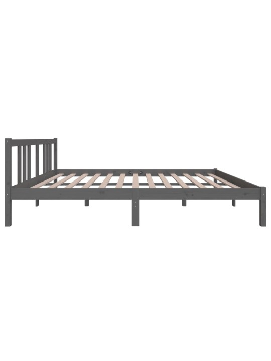 Rám postele šedý masivní dřevo 150 x 200 cm King Size
