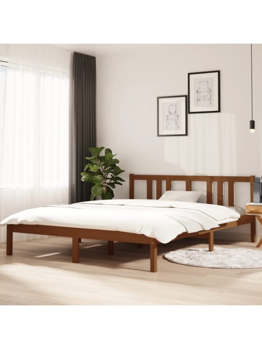 Rám postele medově hnědý masivní dřevo 150 x 200 cm King Size