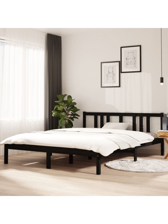 Rám postele černý masivní dřevo 150 x 200 cm King Size
