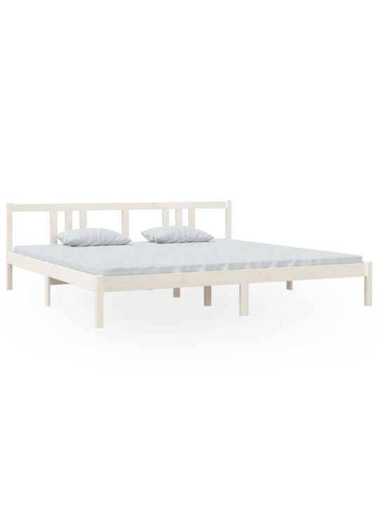 Rám postele bílý masivní dřevo 200 x 200 cm