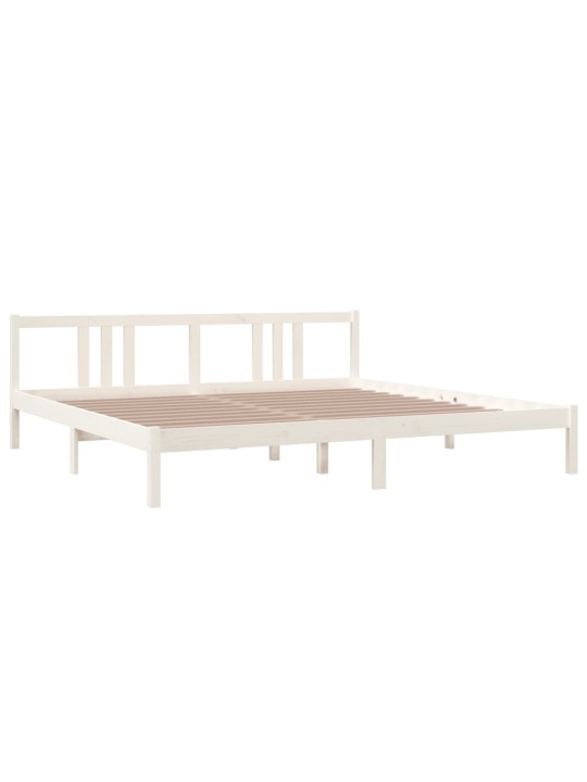 Rám postele bílý masivní dřevo 200 x 200 cm