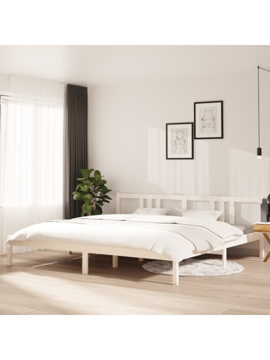 Rám postele bílý masivní dřevo 200 x 200 cm