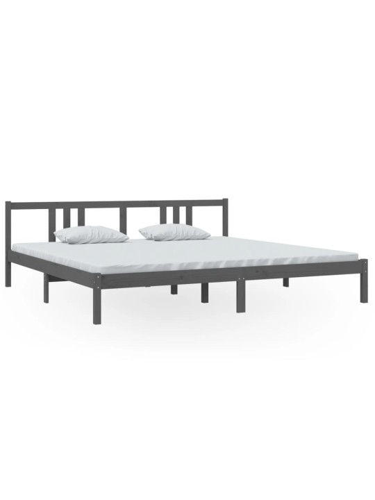 Rám postele šedý masivní dřevo 200 x 200 cm