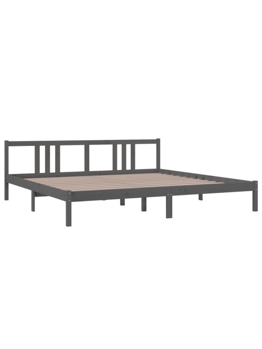 Rám postele šedý masivní dřevo 200 x 200 cm