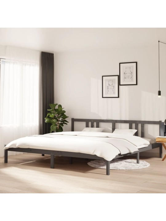 Rám postele šedý masivní dřevo 200 x 200 cm