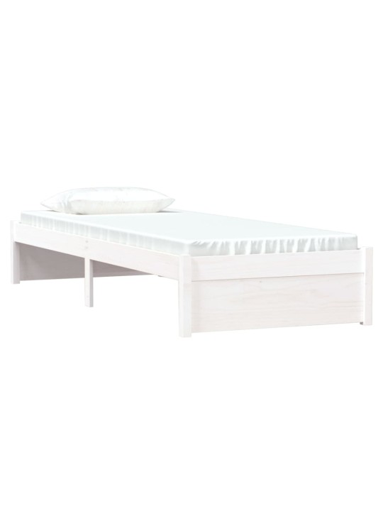 Rám postele bílý masivní dřevo 75 x 190 cm malé jednolůžko