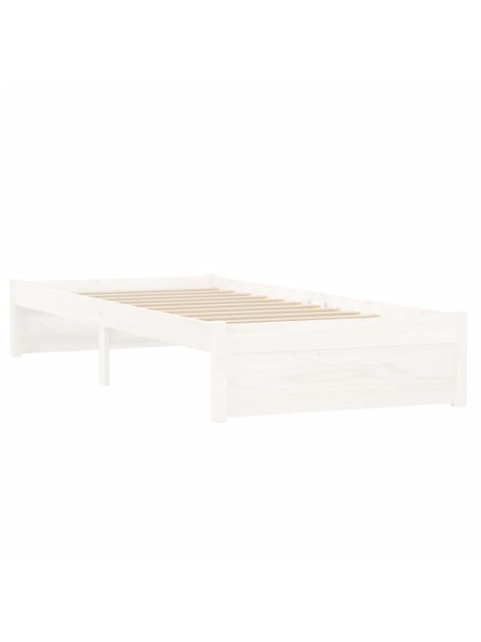 Rám postele bílý masivní dřevo 75 x 190 cm malé jednolůžko