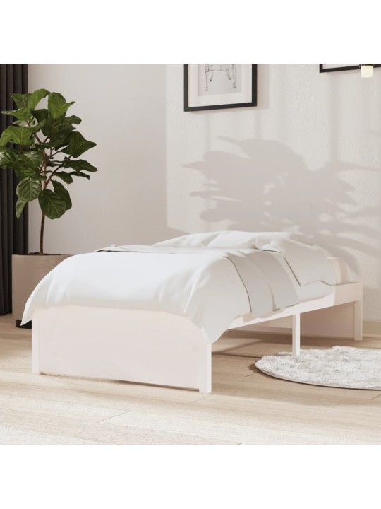 Rám postele bílý masivní dřevo 75 x 190 cm malé jednolůžko