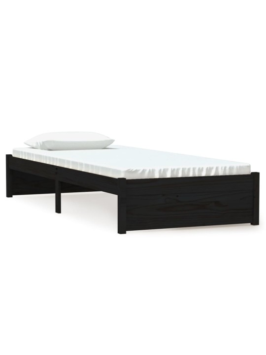 Rám postele černý masivní dřevo 75 x 190 cm malé jednolůžko