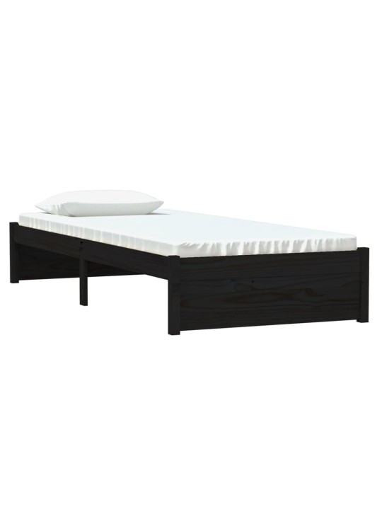 Rám postele černý masivní dřevo 75 x 190 cm malé jednolůžko