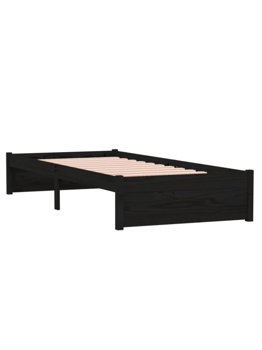 Rám postele černý masivní dřevo 75 x 190 cm malé jednolůžko