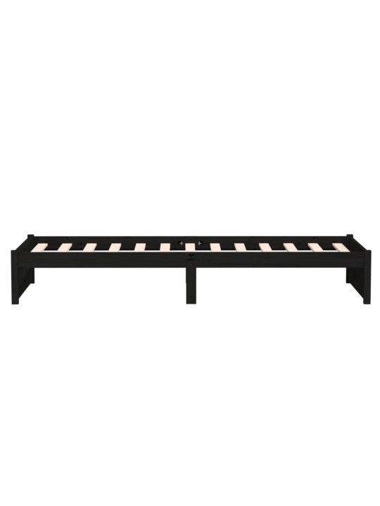 Rám postele černý masivní dřevo 75 x 190 cm malé jednolůžko