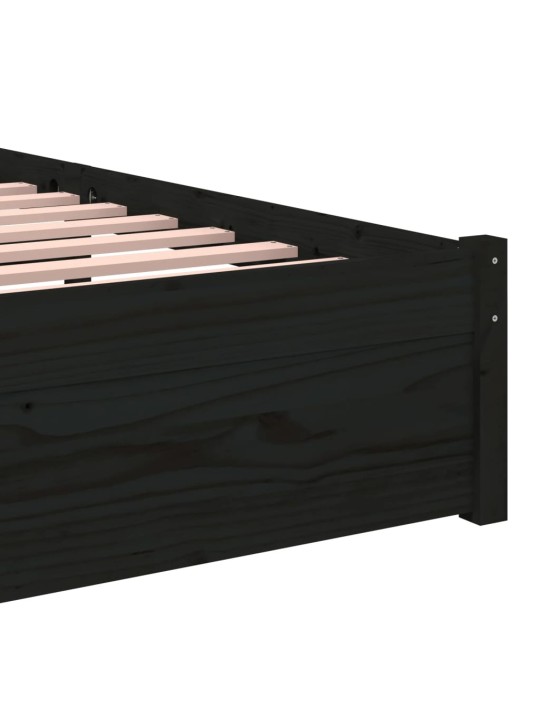 Rám postele černý masivní dřevo 75 x 190 cm malé jednolůžko