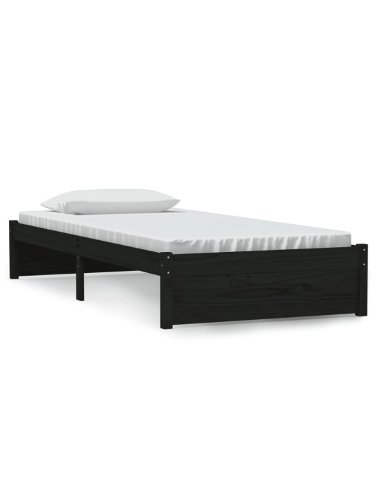 Rám postele černý masivní dřevo 90 x 190 cm jednolůžko
