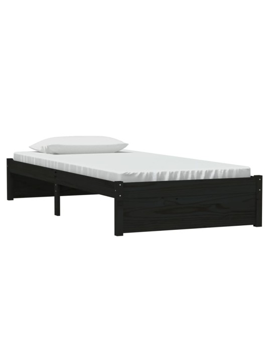 Rám postele černý masivní dřevo 90 x 190 cm jednolůžko