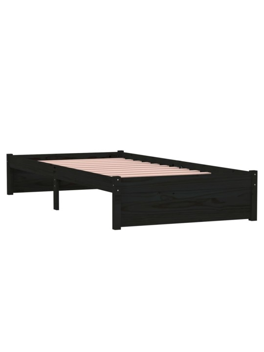 Rám postele černý masivní dřevo 90 x 190 cm jednolůžko