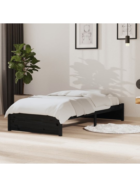 Rám postele černý masivní dřevo 90 x 190 cm jednolůžko