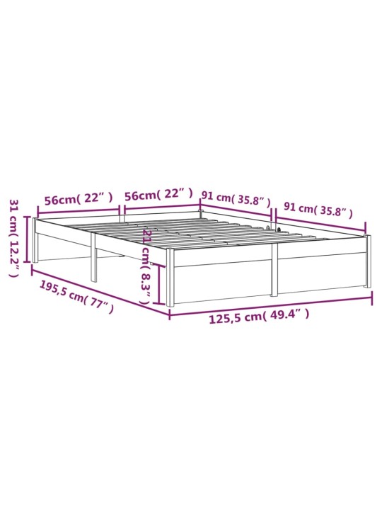 Rám postele medově hnědý masivní dřevo 120x190 cm malé 2lůžko