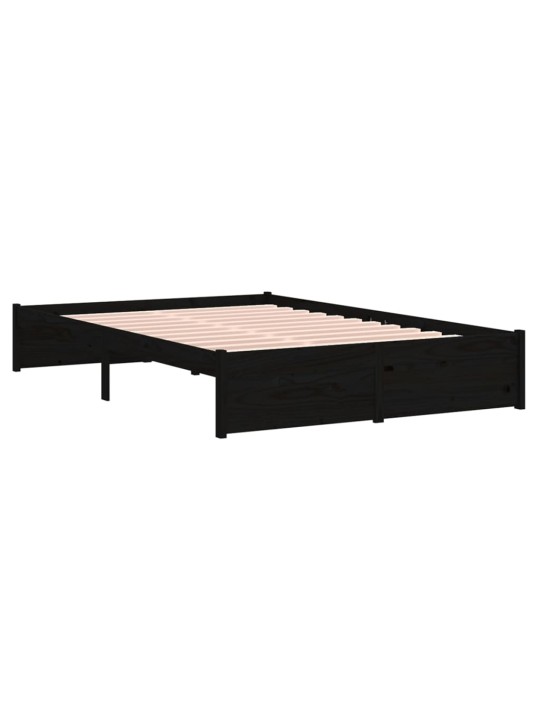 Rám postele černý masivní dřevo 120 x 190 cm malé dvojlůžko