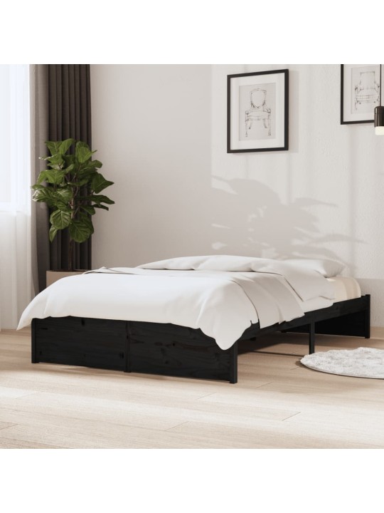 Rám postele černý masivní dřevo 120 x 190 cm malé dvojlůžko