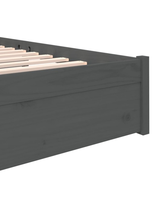 Rám postele šedý masivní dřevo 135 x 190 cm dvojlůžko