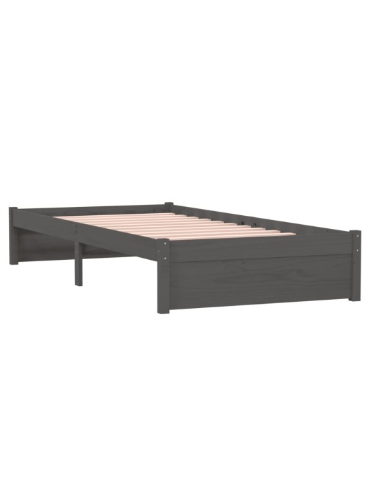 Rám postele šedý masivní dřevo 90 x 200 cm