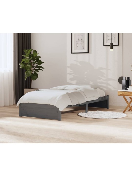 Rám postele šedý masivní dřevo 90 x 200 cm