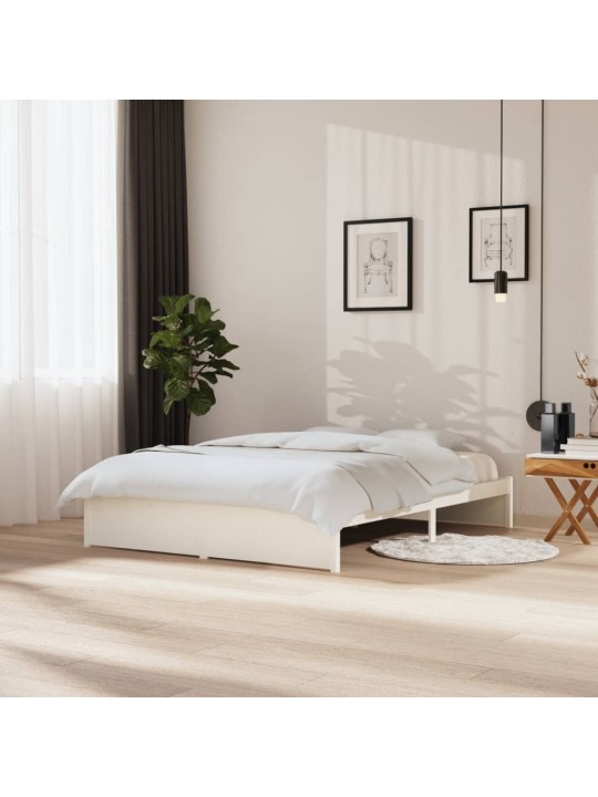 Rám postele bílý masivní dřevo 150 x 200 cm King Size