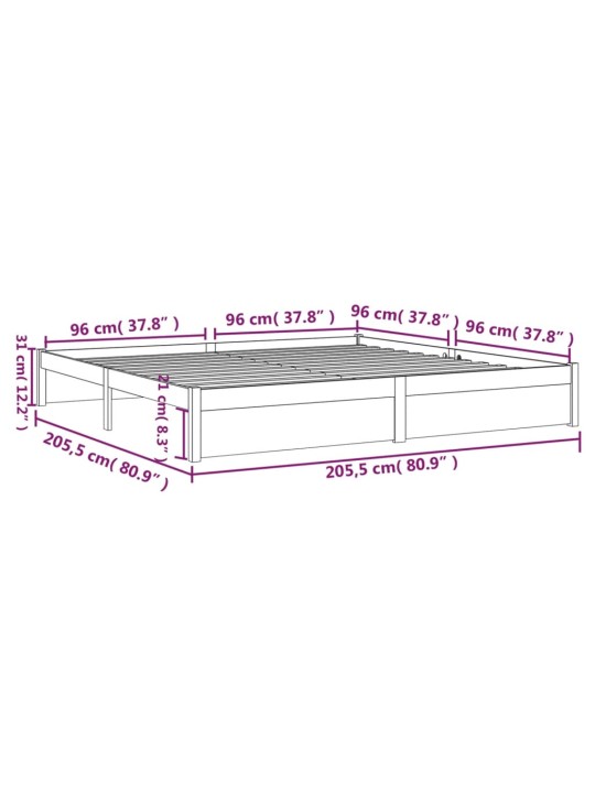 Rám postele bez matrace masivní dřevo 200 x 200 cm