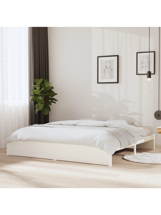 Rám postele bílý masivní dřevo 200 x 200 cm