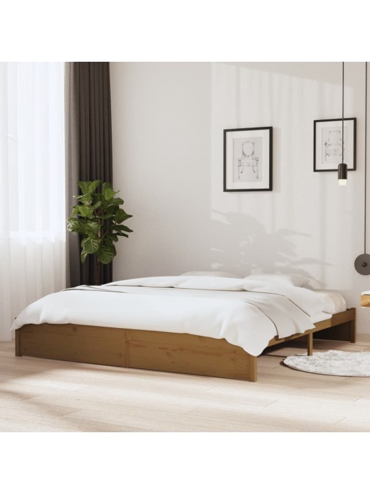 Rám postele medově hnědý masivní dřevo 200 x 200 cm