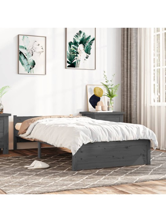 Rám postele šedý masivní dřevo 75 x 190 cm Small Single
