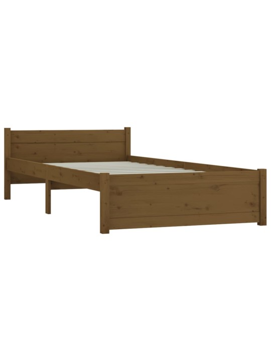 Rám postele medově hnědý masivní dřevo 75x190cm malé jednolůžko