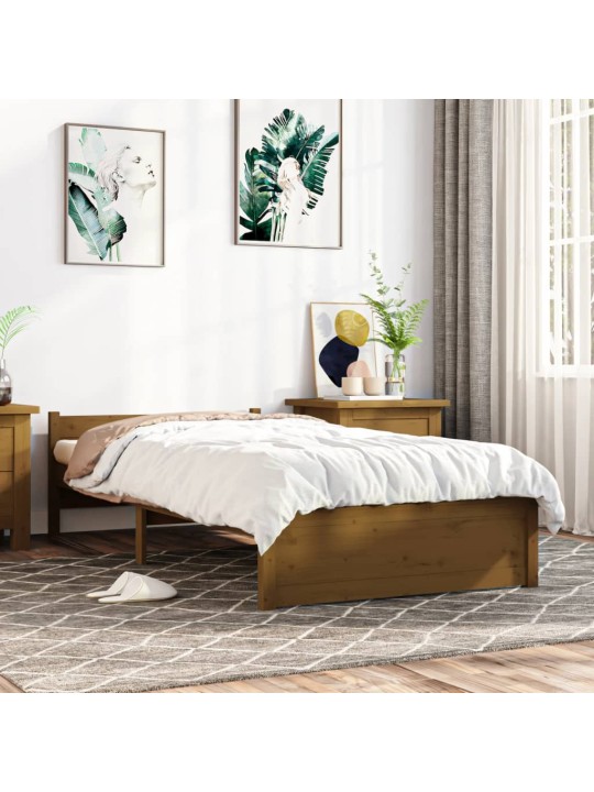 Rám postele medově hnědý masivní dřevo 75x190cm malé jednolůžko