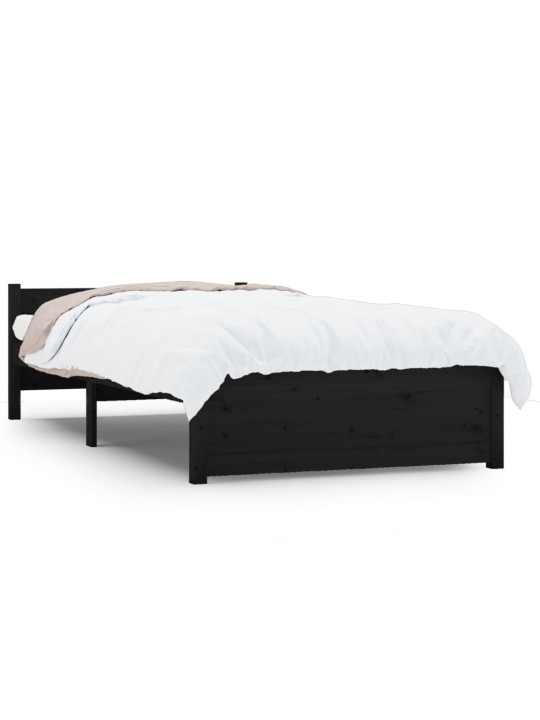 Rám postele černý masivní dřevo 75 x 190 cm malé jednolůžko