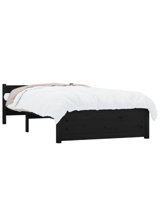 Rám postele černý masivní dřevo 75 x 190 cm malé jednolůžko
